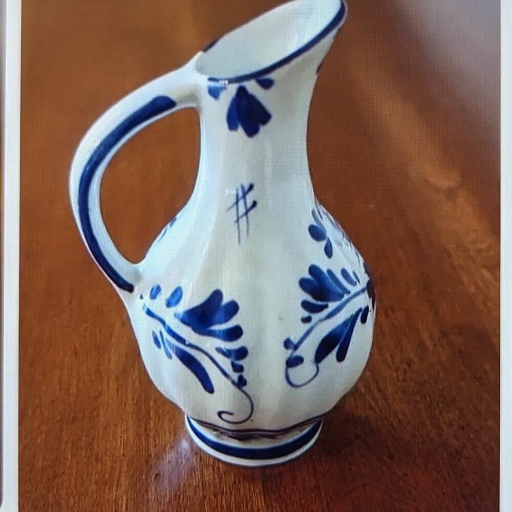 VTG Delftsblauw Handprinted Blue and White 4.5" Pitcher #635.